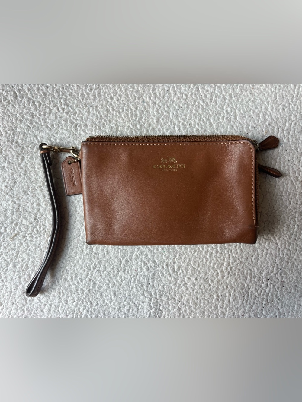 Coach Brown Leather Wristlet Mini